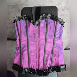 Adore Me Purple Satin Corset Bustier L | Lace-Up Back